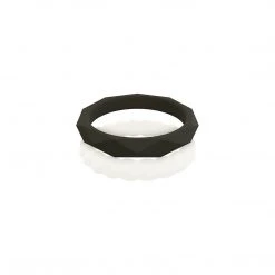 Women's QALO Stackable Silicone Wedding Ring Set- White/Black