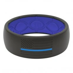 Groove Life Hero Police Blue & White Flag- Men's Silicone Ring