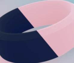 Women's QALO Duo Silicone Ring - Navy/Light Pink