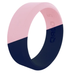 Women's QALO Duo Silicone Ring - Navy/Light Pink