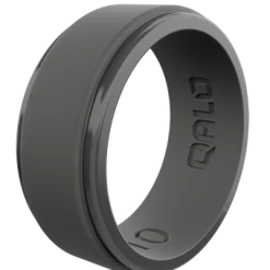 QALO Standard Men's Charcoal Step Edge Polished Silicone Ring