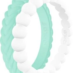 Women's QALO Stackable Silicone Ring Set - Spring Rush