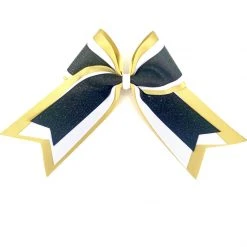 Nooga Bows Triple Ribbon Layered Hair Bow - Vegas Gold, White, Black Glitter