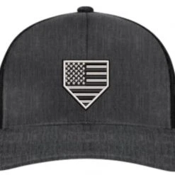 Pacific Headwear Heather Snapback Hat: American Flag With Home Plate Design