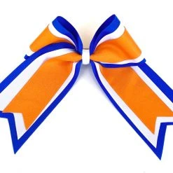 Nooga Bows Triple Ribbon Layered Hair Bow - Blue, White, Orange
