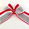 Nooga Bows Triple Ribbon Layered Hair Bow -Red, White, Silver