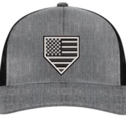 Pacific Headwear Heather Snapback Hat: American Flag With Home Plate Design