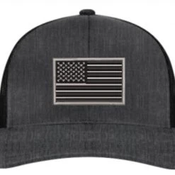 Pacific Headwear Heather Snapback Hat: Blackout American Flag